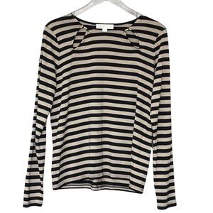 MICHAEL: Michael Kors Black and Tan Striped Shirt